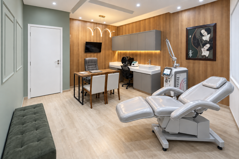 Consultório de Dermatologia Avançada da Emana com obra de Carlos Sena